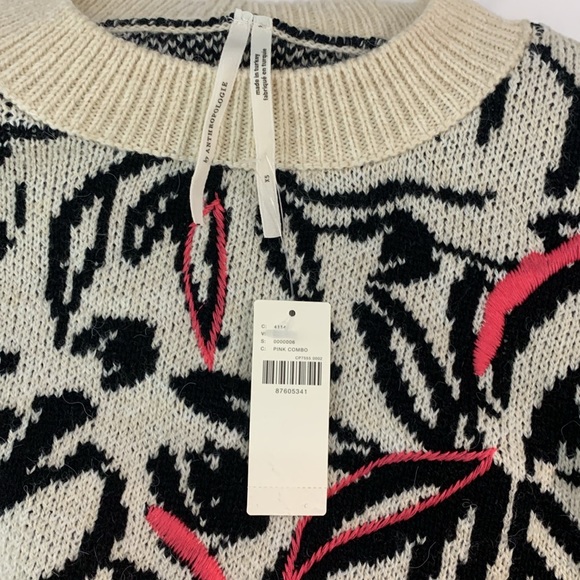 By Anthropologie Floral Pop Embroidered Sweater Size: XS - Picture 9 of 10